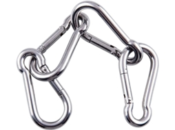 Mosquetão M4-M12 em aço inoxidável 304, ideal para chaveiros.