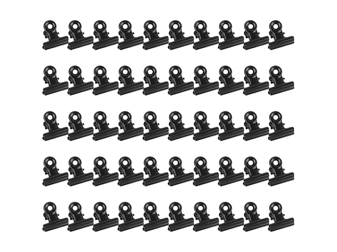 Conjunto de 50 Clipes Metálicos Articulados com Mola Reforçada, Clipes Bulldog Pretos de 22mm, Clipes Metálicos Pequenos para Limas BRILVIBERA