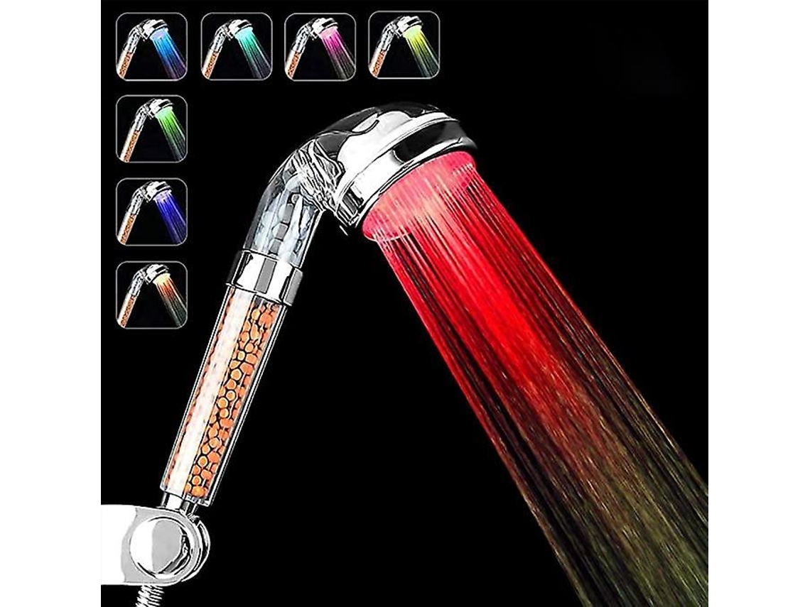 Ducha Led com 7 Cores, Economia de Água e Alta Pressão, Filtro de Íons Negativos, Instalação Sem Ferramentas