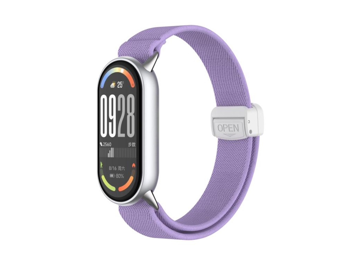 Bracelete para Xiaomi Smart Band 10/9/8 Nylon Elástico Cabeça de Metal Fivela Magnética Lavanda XIAOMOYU