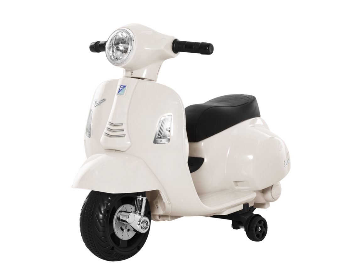 Mota Elétrica Vespa Para Crianças Com Farol E Buzina 66,5x38x52 Cm Branco