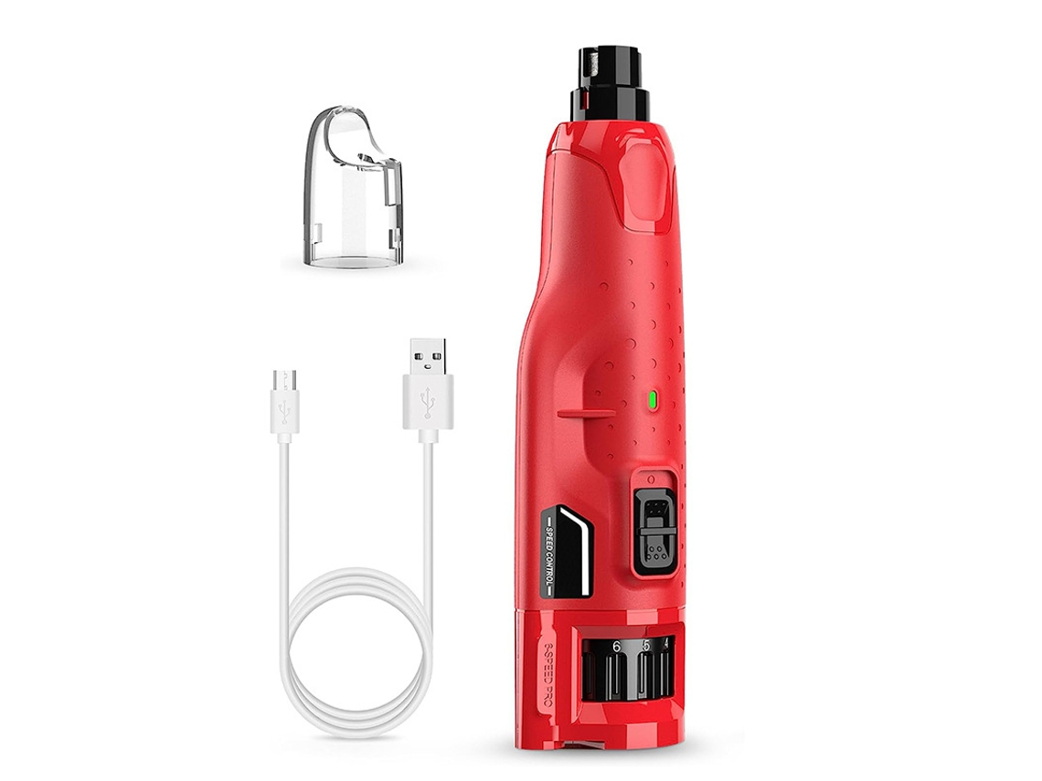 Lixa de Unhas Elétrica, Silenciosa 45db para Cães e Gatos de Médio/grande Porte 6 Velocidades, 2 Luzes Led Vermelho HEXINYIGJLY