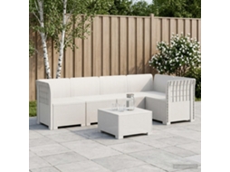 Vidaxl Sofá De Jardim Para 5 Pessoas Com Visual De Rattan Pp Branco