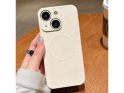 Capa Magsafe Para Iphone 14 - Silicone Líquido Com Cor Sólida | Magnética - Branco Antigo