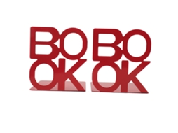 Par De Bookend Decorativo Antideslizante Moderno Para Escritório, Biblioteca E Mesa Vermelho