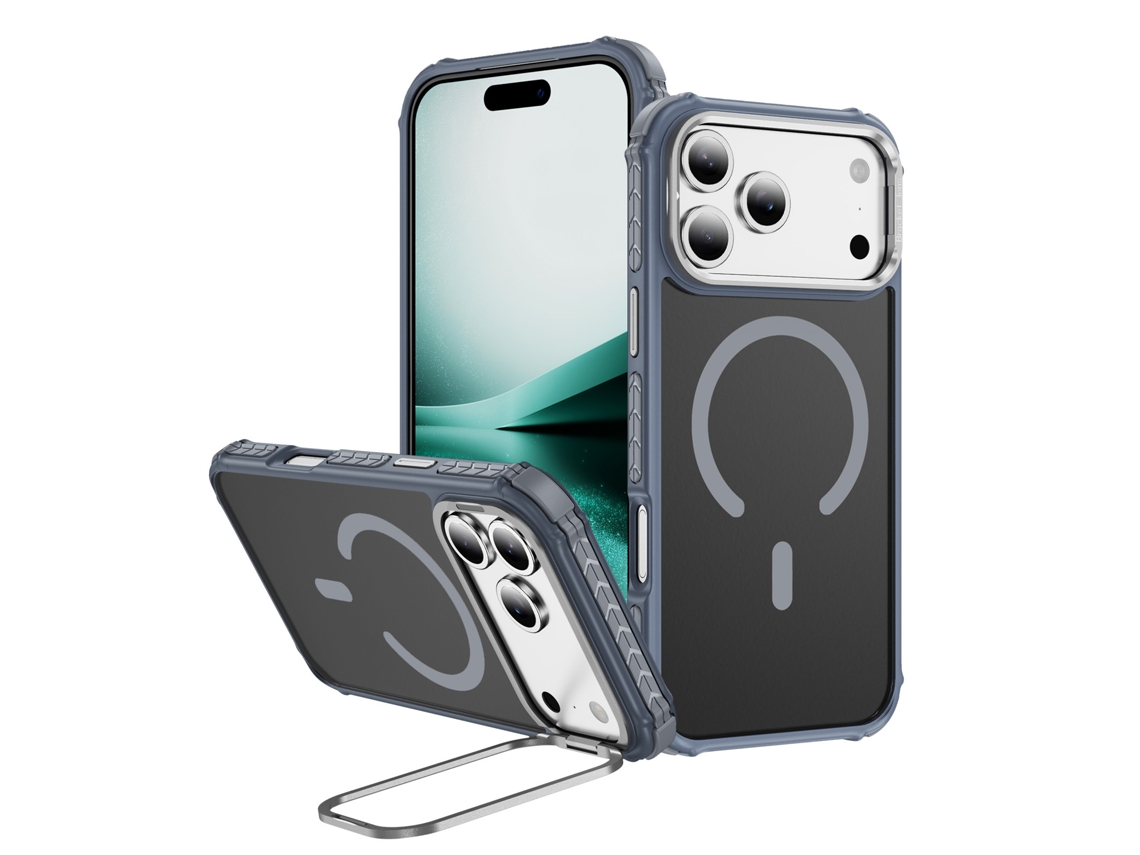 Capa Para Iphone 18 Pro Suporte Magnético Cinza Spqment