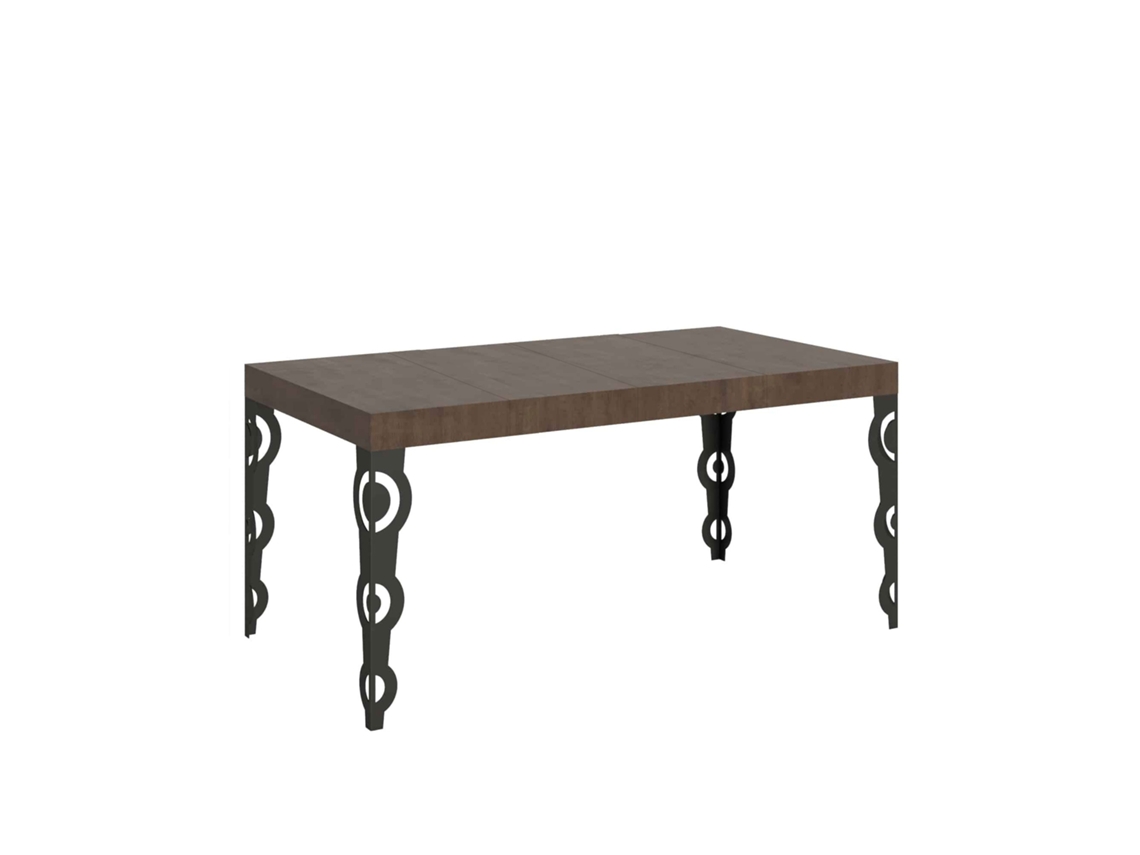 Mesa de Jantar Extensível 90X120/224 Cm Karamay Premium Nogueira Quadro Antracite ITAMOBY