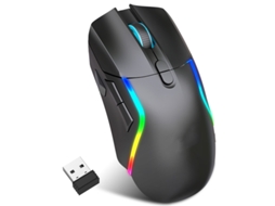 Rato Yizhood T28 2.4g Bluetooth Wireless Gaming Rgb Iluminação Recarregável 3200 Dpi Para Desktop Laptop Gamer Preto