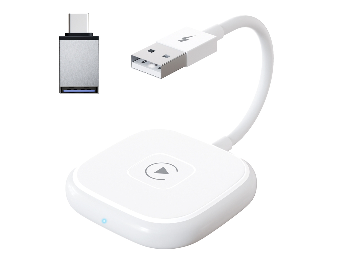 Adaptador Sem Fio Compatível Para Controle De Fio Carplay Para Caixa De Dongle Sem Fio Plug Play Branco*
