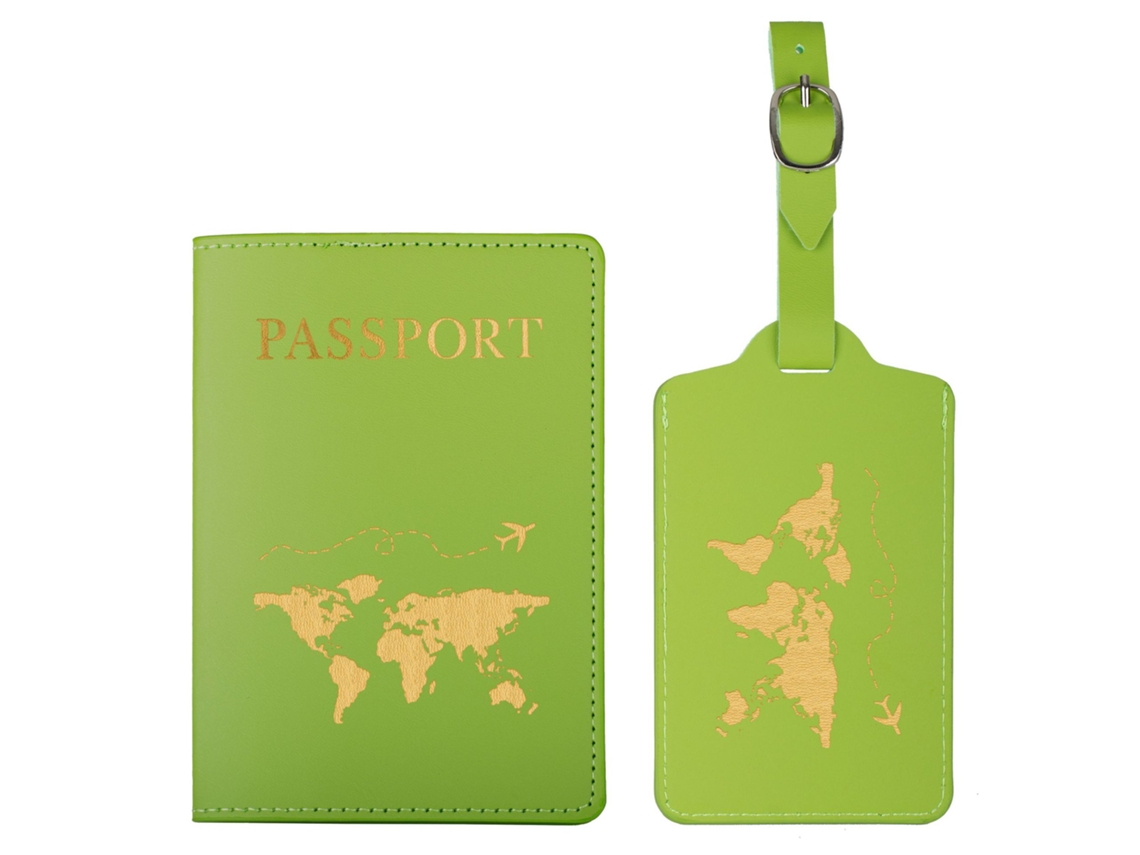 Conjunto De 2 Porta, Passaportes Com Etiqueta De Bagagem, Porta-passaporte E Conjunto Para Casais Em Casamentos, Festas E Viagens De Lua Mel(verde)