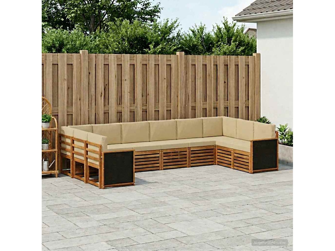 Vidaxl Conjunto De Sofá Sectional Com Almofada 7 Pcs Natural
