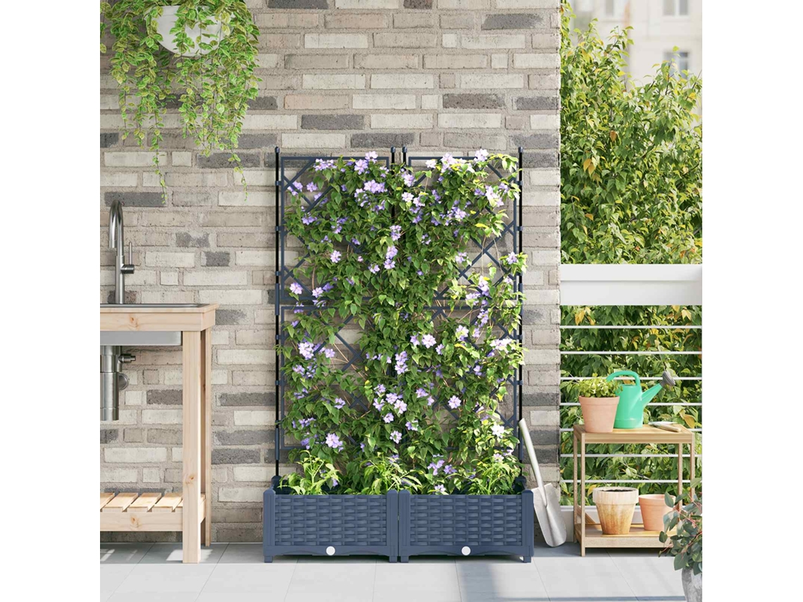 Vidaxl Vaso De Jardim 2 Unid. Cinzento 80 X 40 X 125,5 Cm Pp