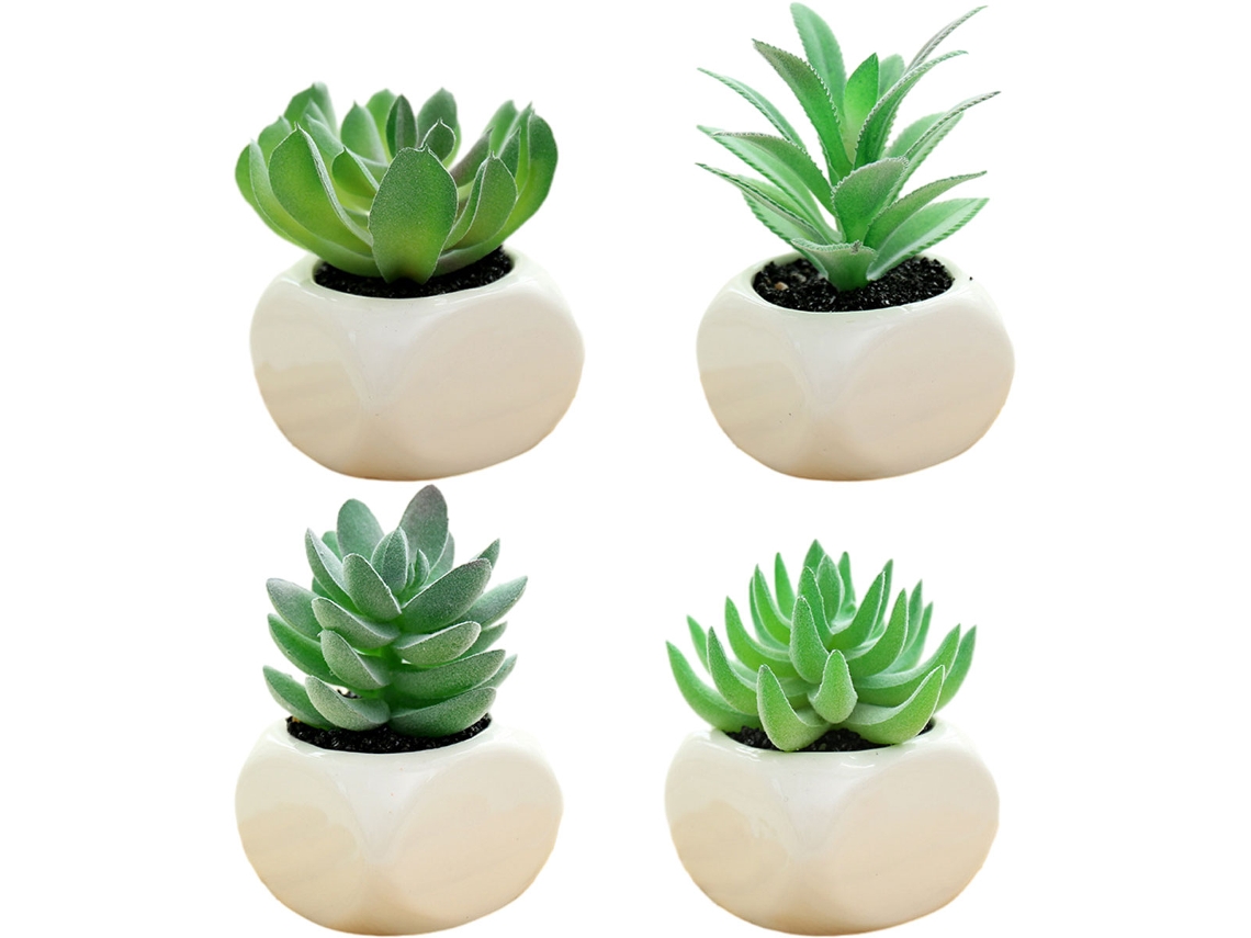 4Pcs Plantas Suculentas em Vaso Criativas Pequenos Ornamentos Artificiais NEVEANCE