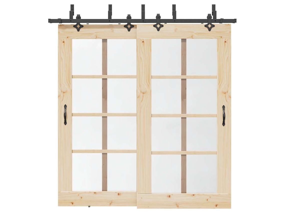 Vidaxl Kit De Ferragens Para Porta Deslizante 213,5 Cm Aço Preto