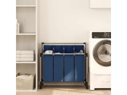 Vidaxl Separador De Roupa Suja Com 4 Sacos Aço Azul