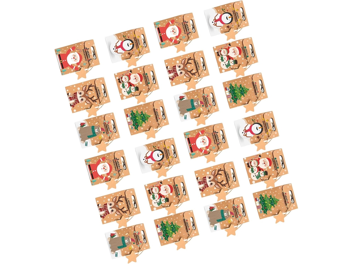 Conjunto De 24 Caixas De Presente De Natal Em Papel Kraft Para Embalar Doces, Presentes, Festas