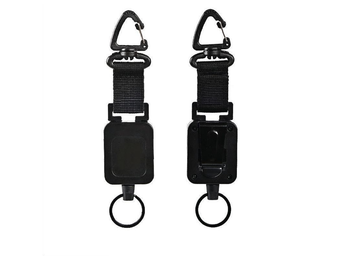 Mosquetão Retrátil Para Chaveiro Para Uso Externo Black
