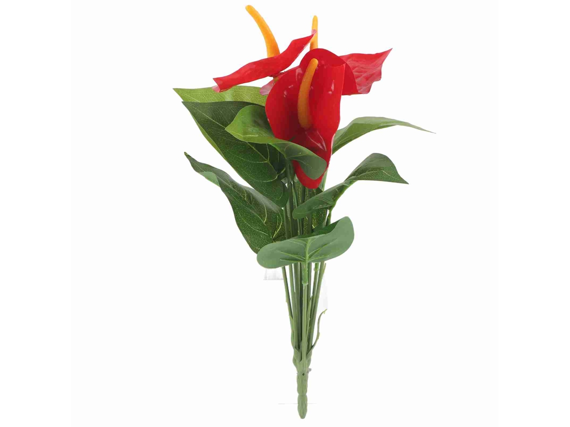 Flor Artificial Antúrio Vermelho Plástico Decoração Worten
