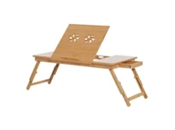 Mesa Computador Portátil Bambu Cor Cor de Madeira Natural 72x35x22-30 cm Homcom