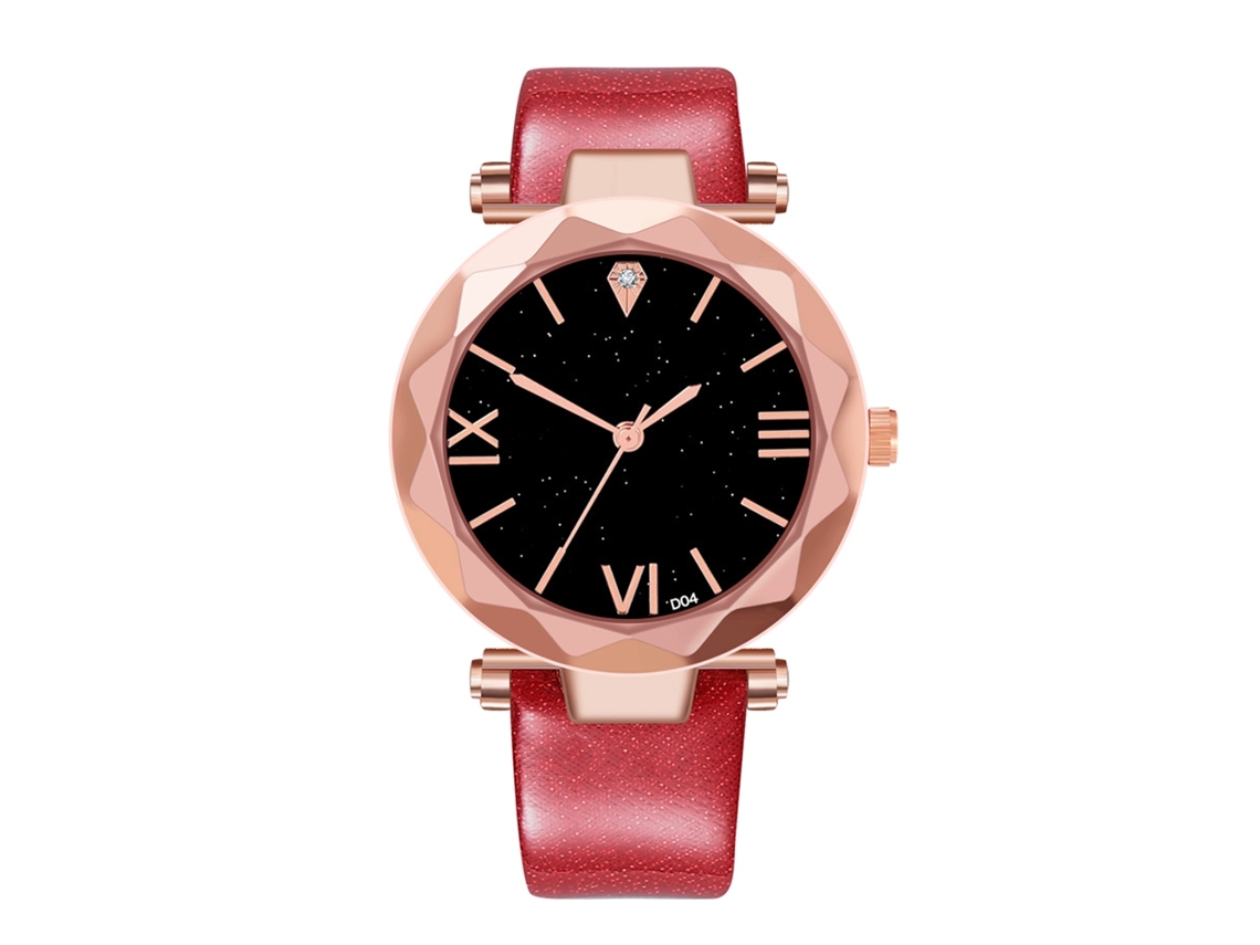 Reloj De Cuarzo Con Correa De Cuero Pu Unisex Para Parejas Estudiantes Zhoulianfa (rojo)