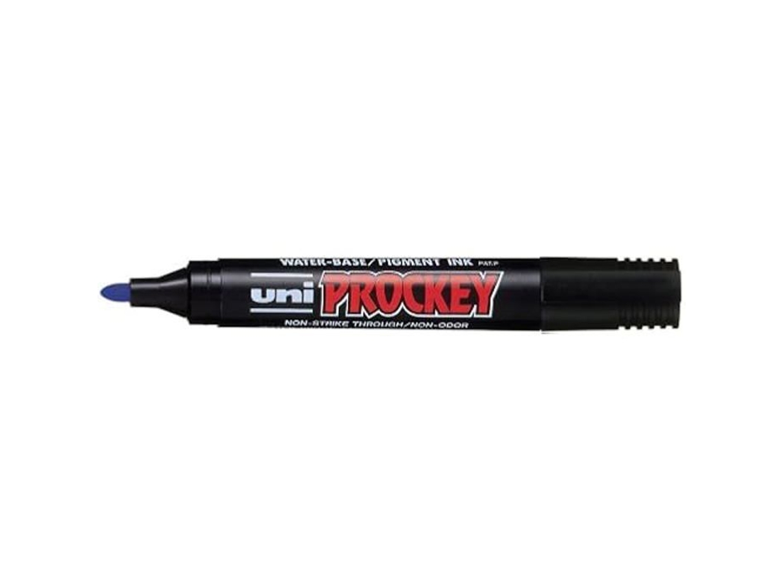 Uniball Uni Prockey Pm122-Bl Prockey Marcador Permanente Ponta de Bala Corpo de Plástico Pigmento À Base de Água Tinta Azul Pacote de 12 UNI-BALL