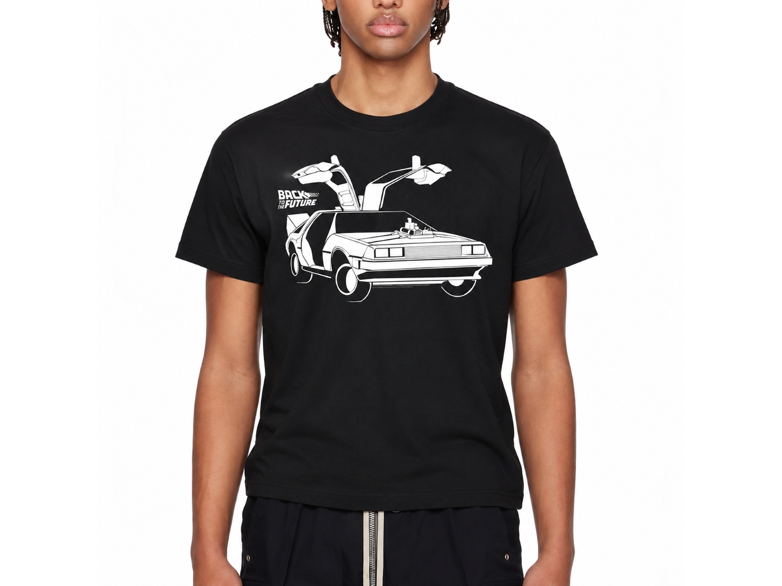 Rockinstone Back To The Future Movie Car Black Adult T-shirt Size:l