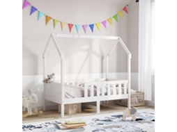 Cama Infantil Formato Casa 80x160 Cm Pinho Maciço Branco