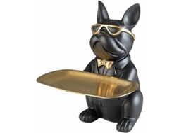 Estátua de Buldogue em Resina, Figura de Cachorro, Decoração, Preta BRILVIBERA