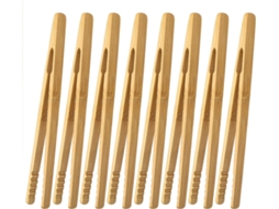 Conjunto De 8 Pinças De Bambu Reutilizáveis ​​Para Cozinha, 18 Cm, Para Pão, Torradas, Frutas, Churrasco E Saladas. Igvtrade