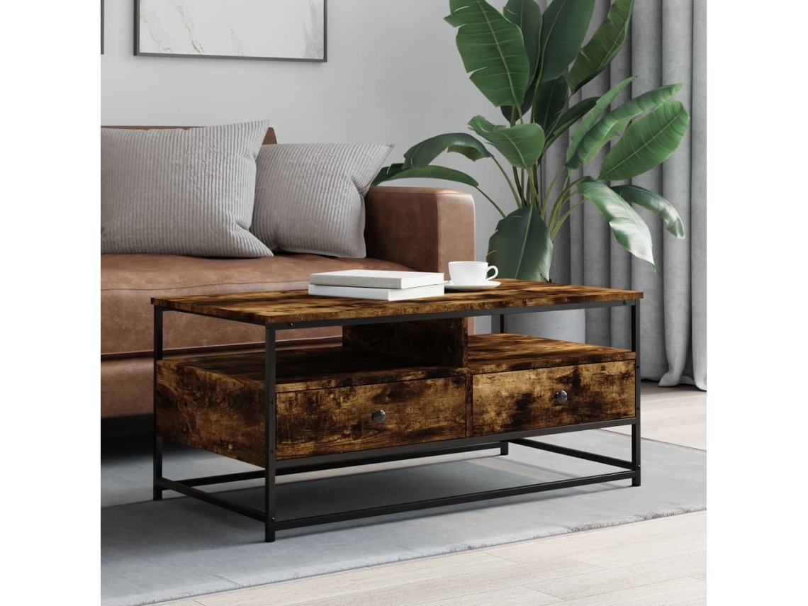 Vidaxl Mesa De Centro 100x51x45 Cm Derivados Madeira Carvalho Fumado