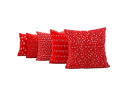 Conjunto De 5 Capas De Almofada Quadradas Vermelhas Com Decoração Natalina