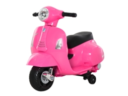 Mota Elétrica para Crianças Acima de 18 Meses com Licença Faróis Buzina e 4 Rodas 66.5x38x52 Cm Rosa Ge