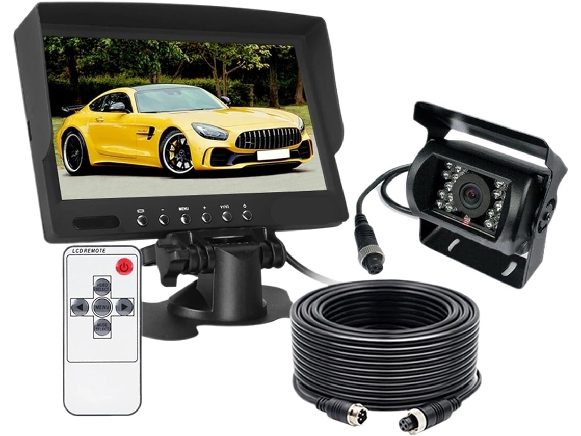 Monitor Automotivo De 7 Polegadas, Câmera De Ré Robusta, 2 Canais, 4 Entradas De Vídeo