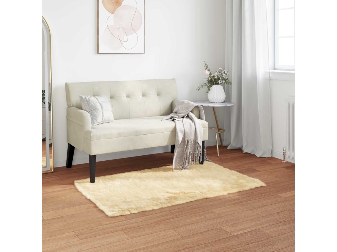Vidaxl Tapete De De Ovelha Sintética Tafalla Creme 80 X 150 Cm