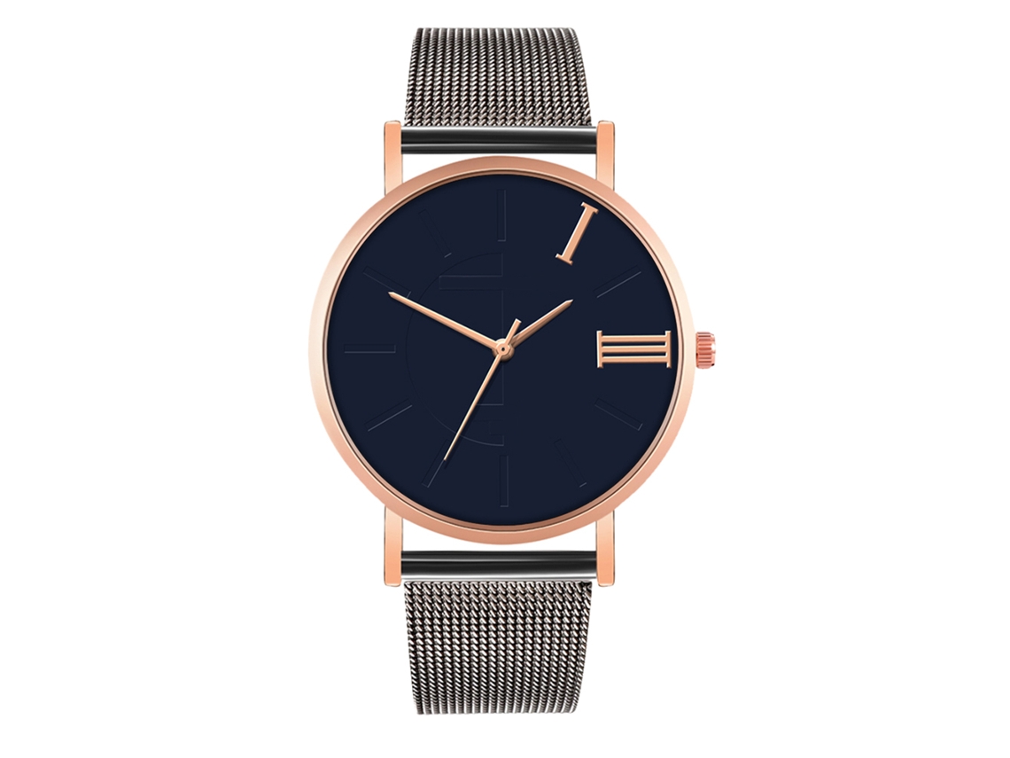 Reloj De Moda Para Parejas Con Correa De Malla Dial Redondo Cuarzo Unisex
