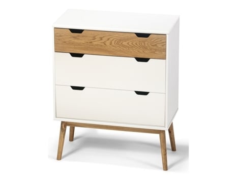 Cómoda FORNOR Wita 3 Gavetas (Branco - Madeira - 80x40x82 cm)
