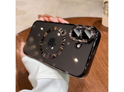 Capa Para Iphone 17 Air Preta Eletroplaqueada Magnética À Prova De Choque