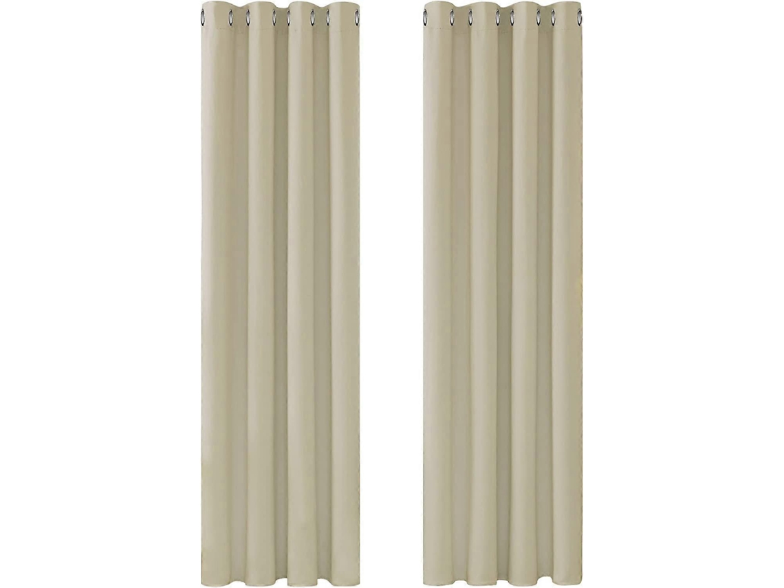 Cortina Blackout Térmica, Para Janela, Ilhós, Lavável, 2 Peças, 132 X 160 Cm, Bege Escuro