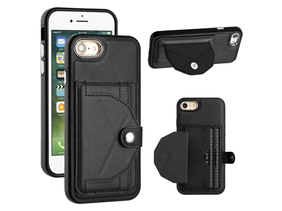 Capa Mobile Phone Cases Shockproof With Card para iPhone SE Castanho
