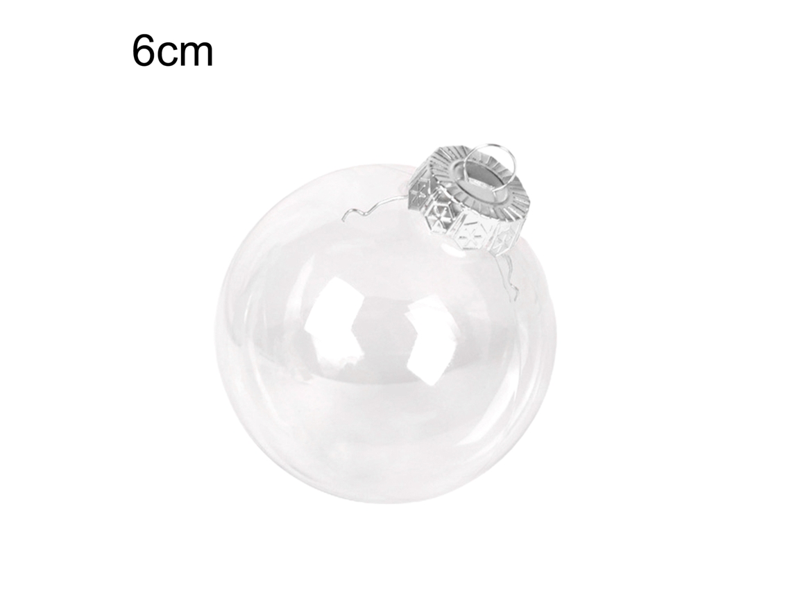 Bolas Transparentes Plásticas Natal Tampa Dourada 10cm