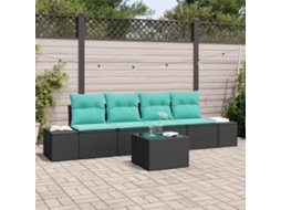 Vidaxl Conjunto De Sofás 5 Unid. Preto Vime Pe