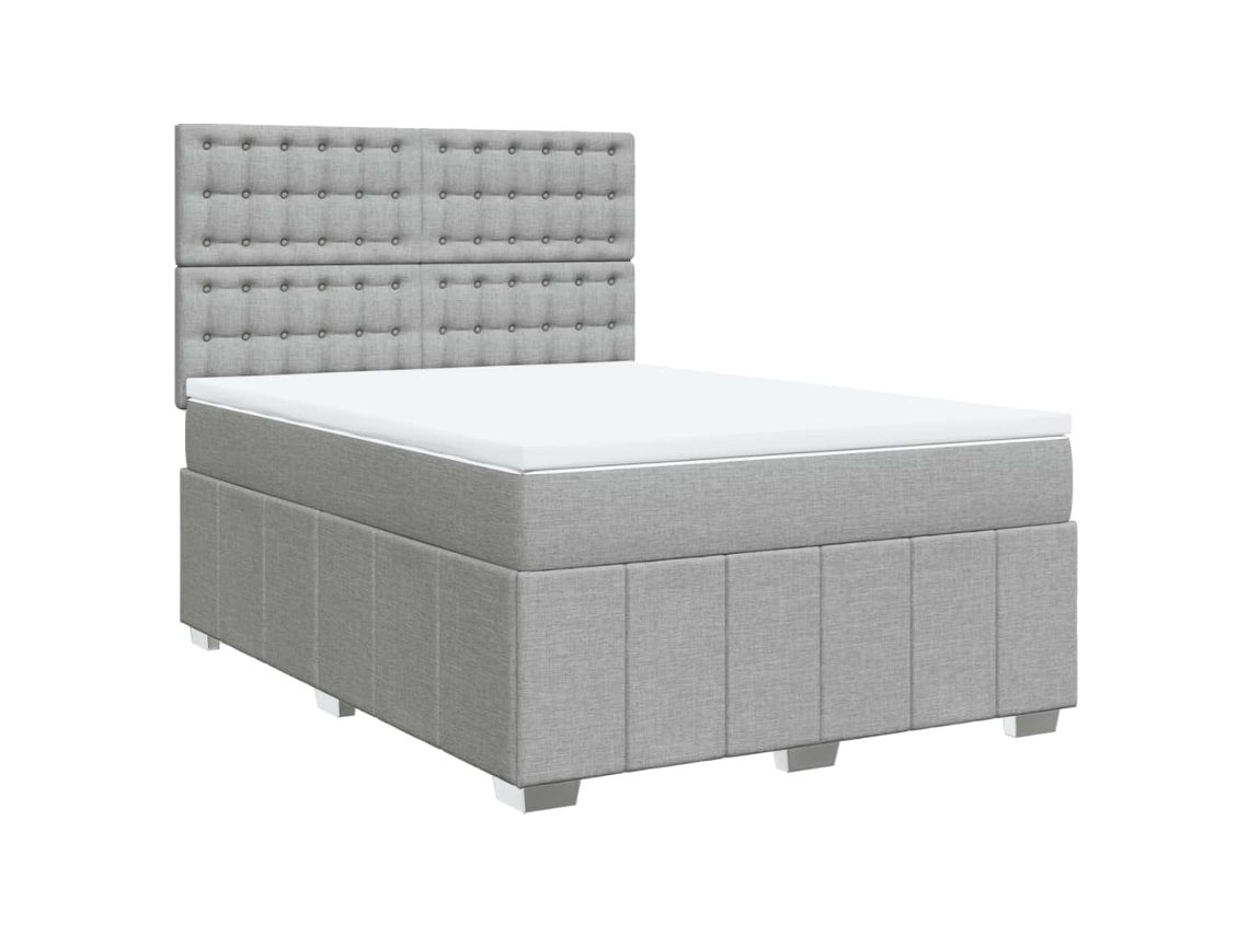Cama com Molas/Colchão 160x200 Cm em Tecido Cinzento Claro MAISON EXCLUSIVE