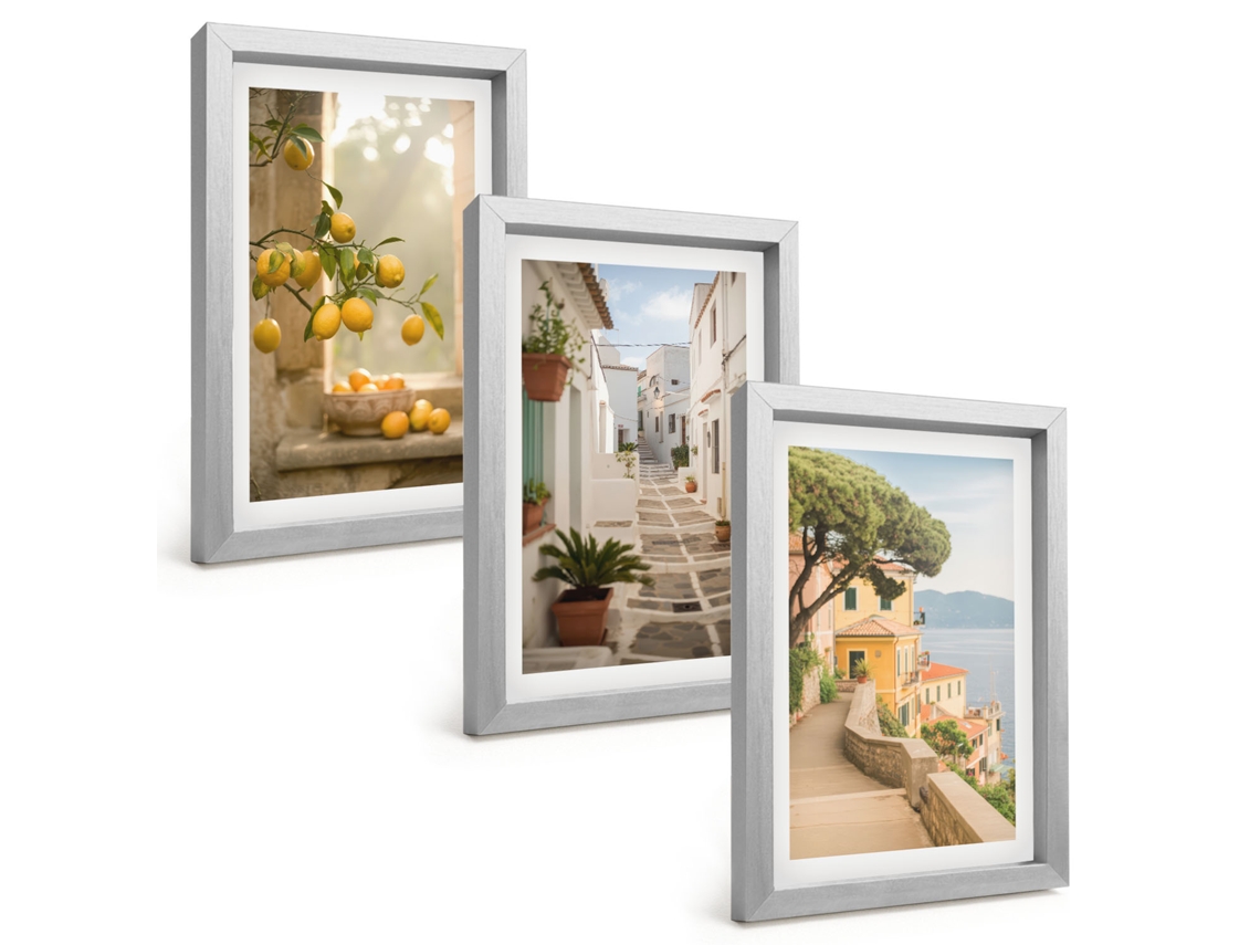 Pinturas Murais Modernasárvore Cítrica, Vista Da Janela Moldura Prateada Fotos Para O Corredor Espelharte (3 Peças 20x30 Cm)