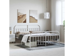Vidaxl Estrutura De Cama Com Cabeceira E Pés 183x213 Cm Metal Branco
