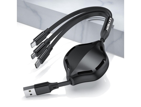 3 Em 1 Cabo Usb Para Iphone Tipo C Carregador De Carregamento Micro Usb Cabo De Extensão Telescópica Para Telefone Keysion