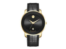 Relógio de Quartzo Masculino MDUG (dourado e Preto Pulseira de Couro)