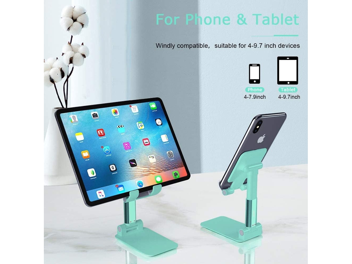 Suporte Universal Para Celular Com Altura E Ângulo Ajustáveis, Verde.