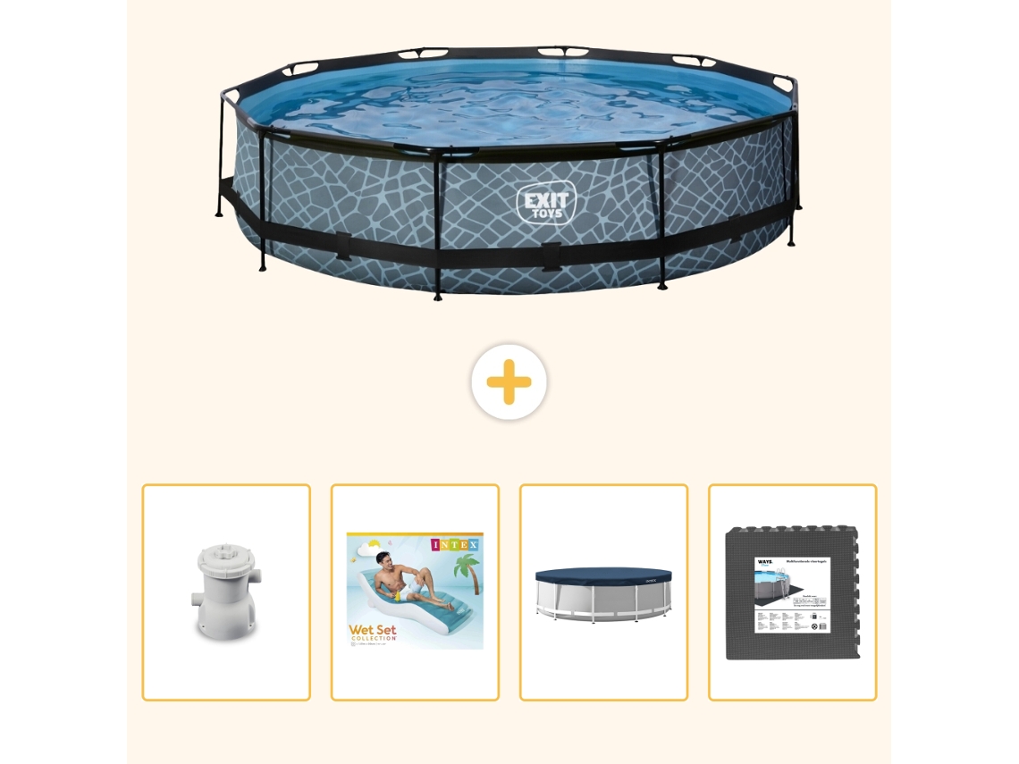 Exit-toys Piscina Exit Redonda - Efeito Pedra - 360x76 Cm - 5-peças S185
