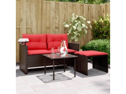 Vidaxl Conjunto De Sofá De Jardim De 3 Peças Com Almofadas Em Rattan Sintético Marrom