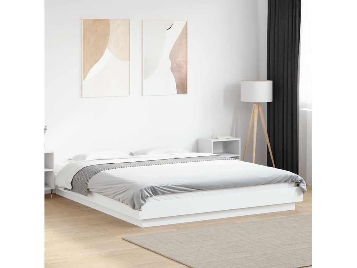 Vidaxl Estrutura De Cama 150x200 Cm Derivados De Madeira Branco